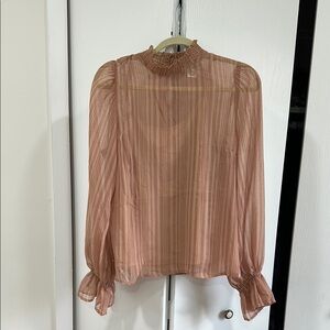 Elegant Sheer Striped Blouse - blush
